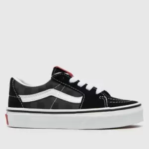 Image of Vans Black & Grey Sk8-low Chekerboard Boys Junior Trainers