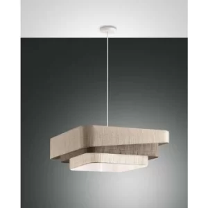 Image of Fabas Luce Camargue Cylindrical Pendant Ceiling Light Shades Of Beige Glass, E27