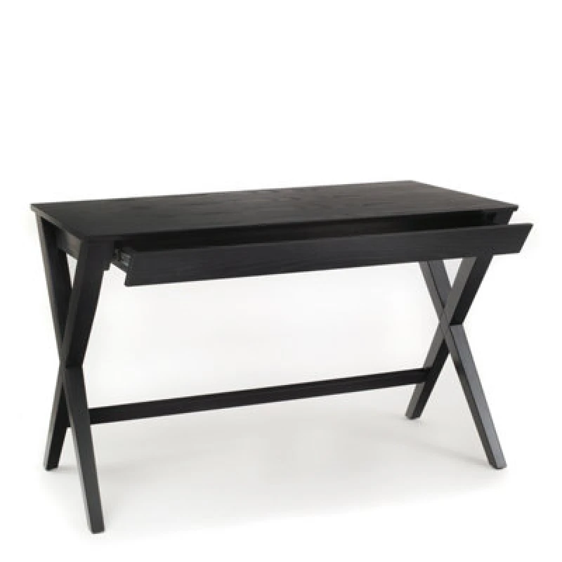Image of Furniture To Go Writex Desk 1 Drawer In Black Lacquered Oak Veneer