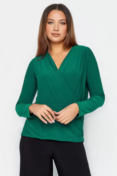 Image of Long Tall Sally Tall Wrap Top Green