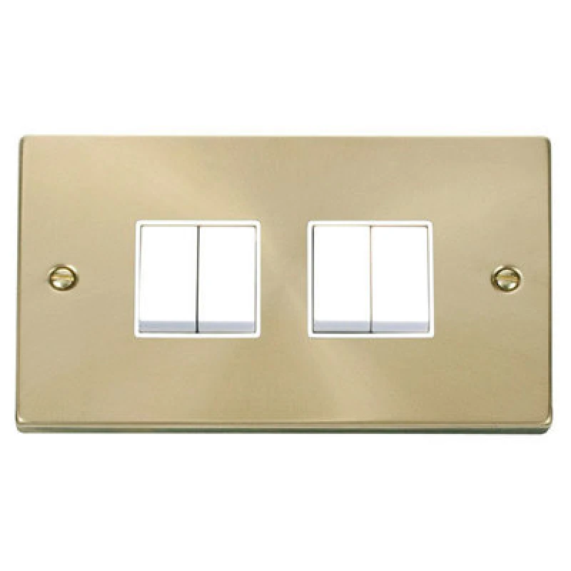 Image of SE Home Satin / Brushed Brass 10A 4 Gang 2 Way Light Switch Gold unisex
