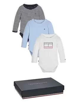 Image of Tommy Hilfiger Baby 3 Pack Gift Boxed Bodies - Chambray Sky/Multi, Chambray Sky, Size 6-9 Months