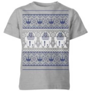 Image of Star Wars R2-D2 Knit Kids Christmas T-Shirt - Grey - 9-10 Years