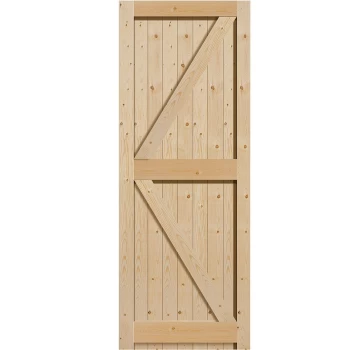Image of JB Kind Boarded Framed Ledged & Braced Unfinished Natural Pine External Shed Door - 1981mm x 610mm (78x24 inch) Softwood PFLB202