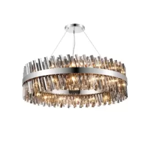 Image of Lysander 32 Light G9, Ceiling Pendant Round, Polished Nickel, Smoke Item Weight: 29.51kg