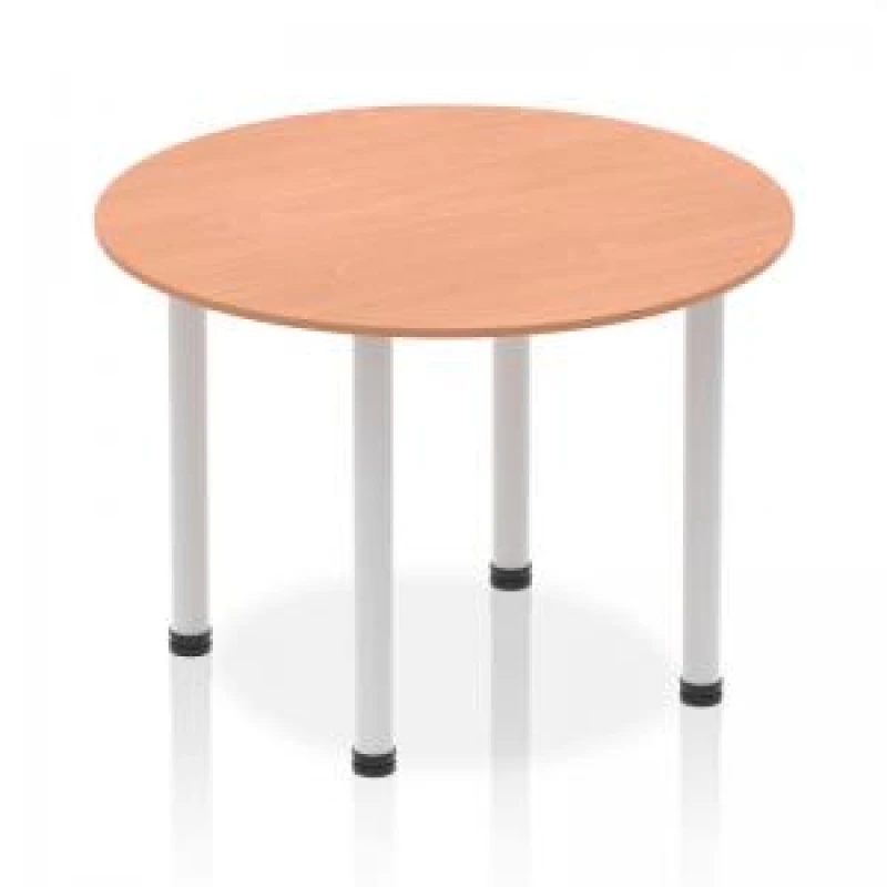 Image of Impulse Impulse 1000mm Round Table Beech Top Silver Post Leg IPLCT10BCH