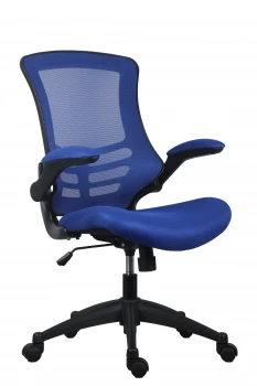 Image of Marlos Mesh Back Office Chair With Folding Arms - Blue
