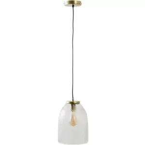 Image of Minisun - Black & Brass Ceiling Light Fitting Textured Glass Pendant - No Bulb