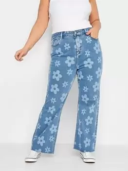 Image of Yours Retro Floral Printed Jean, Blue, Size 28, Women