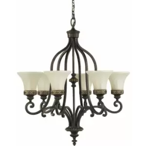 Image of Loops - 6 Bulb Chandelier Hanging Pendant LIght Walnut LED E27 60W Bulb