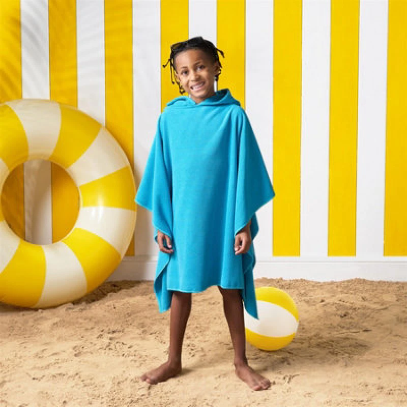 Image of OHS OHS Poncho Towel Absorbent Hood Quick Drying Beach Robe Childrens in Blue Blue One Size Unisex 5027434211241