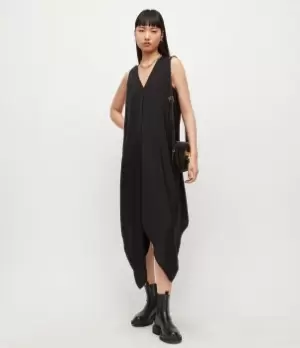 Image of AllSaints Womens Blaze Satin Dress, Black, Size: 12