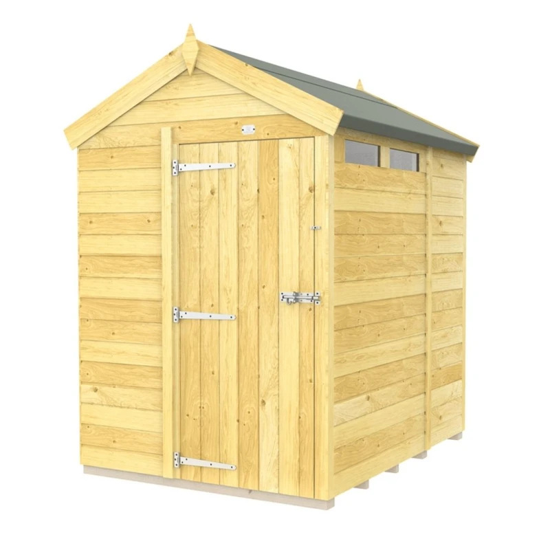 Image of Buttercup Farm 5 x 6 Feet Apex Security Shed - Single Door - L187 x W147 x H217cm in Brown Brown Unisex