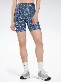 Image of Reebok Speckle Modern Safari Legging Shorts, Black Size M Women