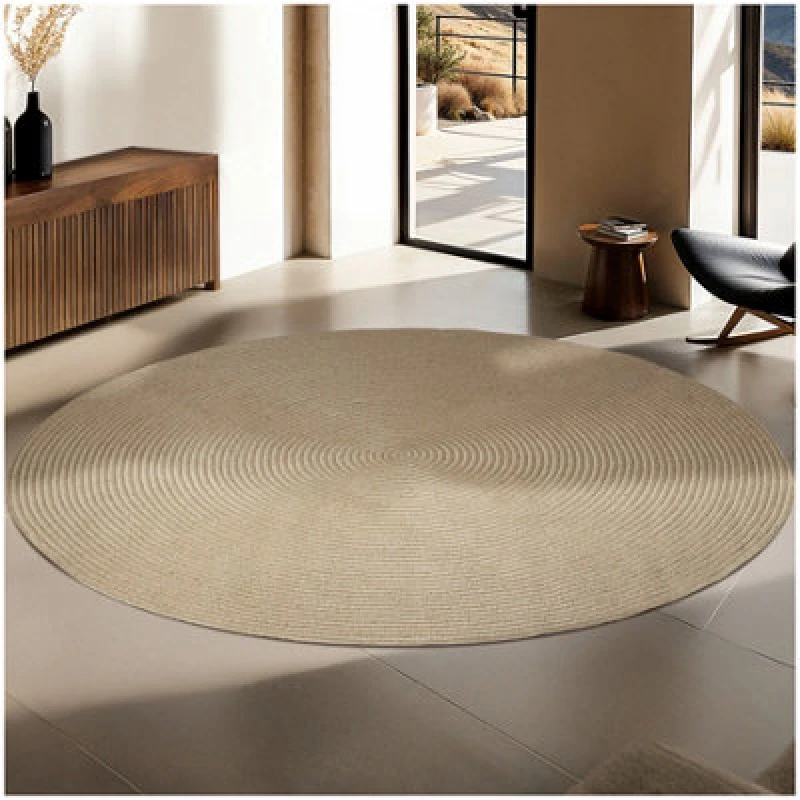 Image of Tectake Rug - Round, Boho Style, Jute And Synthetic Fibres, Durable And Easy-Care 160 Cm - Brown