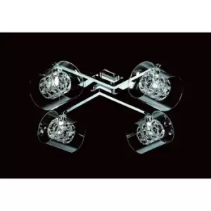 Image of Impex Sonja 4 Light Polished Chrome Crystal Ceiling Flush