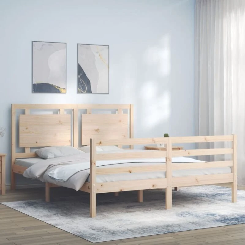 Image of VIDAXL Bed Frame without Mattress King Size Solid Wood Vidaxl 8720845992262