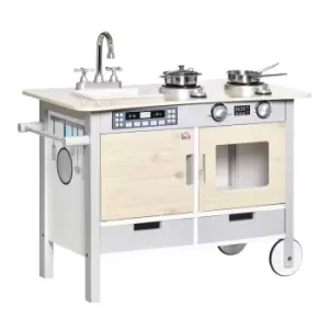 Image of Jouet Kids Kitchen Set with Wheels Sink Cooking Bench for 3-5 Years Old
