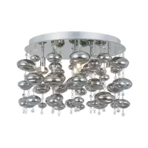 Image of Zumaline Elli Semi Flush Ceiling Light, Chrome, 6x G9