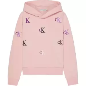 Image of Calvin Klein Jeans Monogram Aop Hoodie - Pink