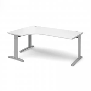 Image of TR10 Deluxe Left Hand Ergonomic Desk 1800mm - Silver Frame White Top