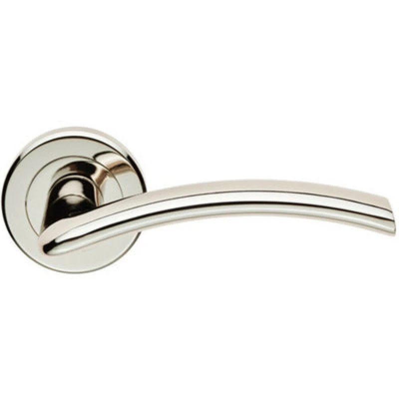 Image of Loops PAIR Flat Arched Style Handle on Round Rose Concealed Fix Polished Nickel Metallics