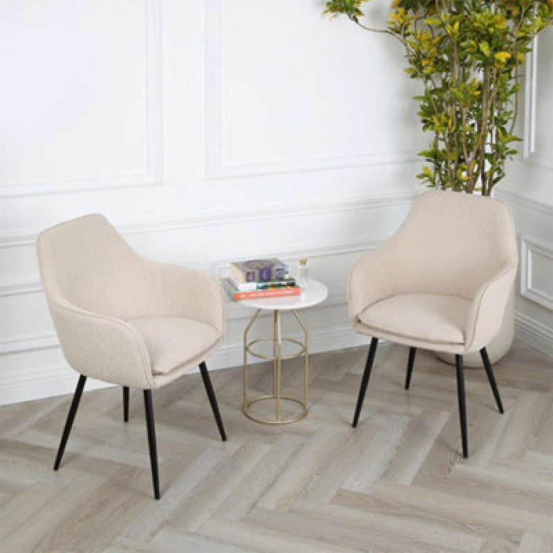 Image of RayGar Genesis Muse Accent Chair In Boucle X 2 - Cream MUS-BOU-BL-02