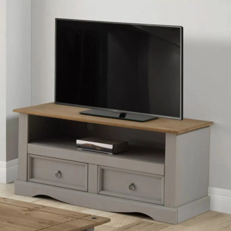 Image of MERCERS FURNITURE Corona Grey Wax Flat Screen tv Unit 5060335867674