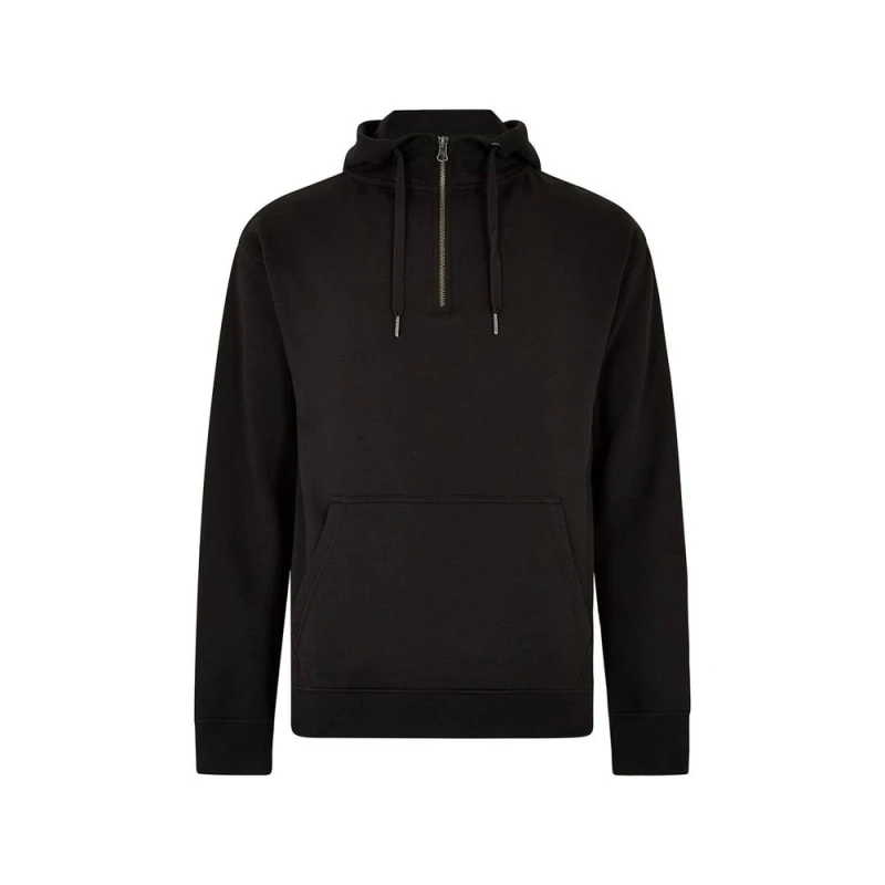 Image of Kustom Kit Mens Quarter Zip Regular Hoodie in Black Size: XS Black Male XS
