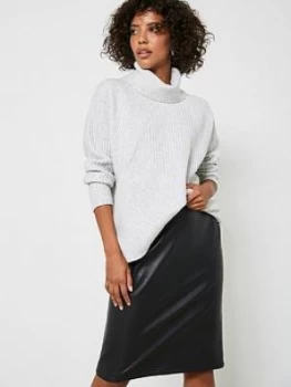 Image of Mint Velvet Mint Velvet Faux Leather Seam Detail Skirt