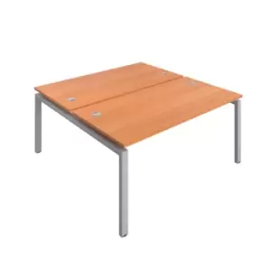 Image of Telescopic Sliding 4 Person Beech Bench with Cable Port - 1400 X 800 - Silver Frame