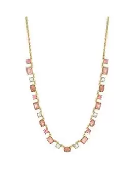 Image of Lipsy Gold Tonal Pink Crystal Stone Set Necklace, Gold, Women