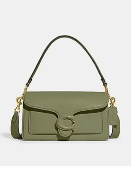 Image of Coach Tabby Polished Pebble Leather Covered C Shoulder Bag - Green