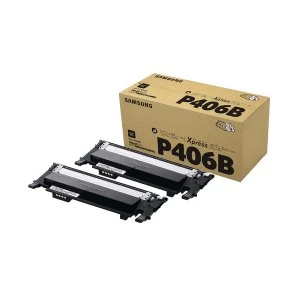 Image of Samsung CLT P406B Black Standard Yield Toner Cartridges Pack of 2 SU