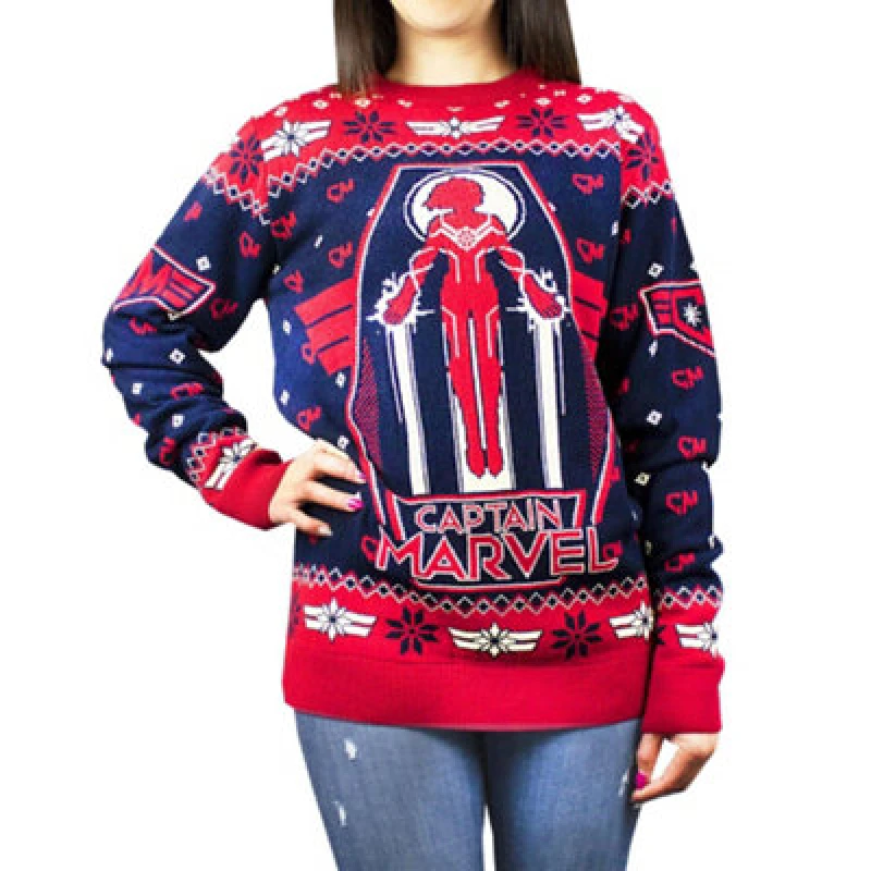 Image of Marvel Christmas Jumper Black female
