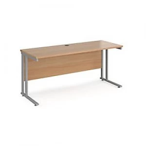 Image of Maestro 25 straight desk 1600mm x 600mm silver cantilever leg frame,