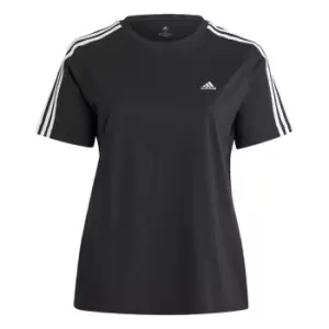 Image of adidas Essentials Slim 3-Stripes T-Shirt (Plus Size) Wome - Black