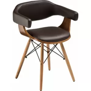 Image of Brown Leather Effect Beech Wood Legs Chair - Premier Housewares