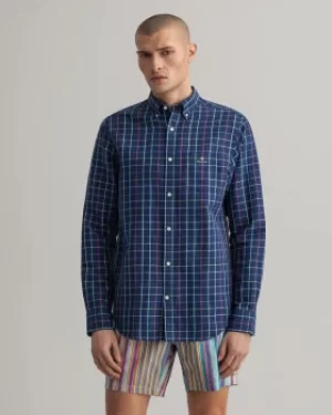 Image of GANT Regular Fit Check Cotton Linen Shirt
