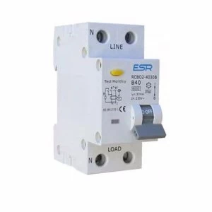 Image of ESR RCBO B Curve 6KA 2 Pole Domestic Consumer Unit Circuit Breaker - 6A 30mA