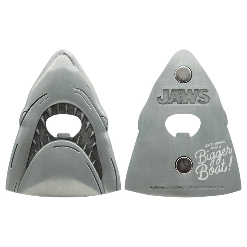 Image of Jaws Jaws 50th Anniversary Heavy Duty Metal Shark Novelty Bottle Opener in Metallic Silver Metallic Silver One Size Unisex 5060948293761