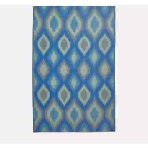 Image of Homescapes - Amber Ikat Green & Blue Outdoor Rug, 180 x 270cm - Blue & Green
