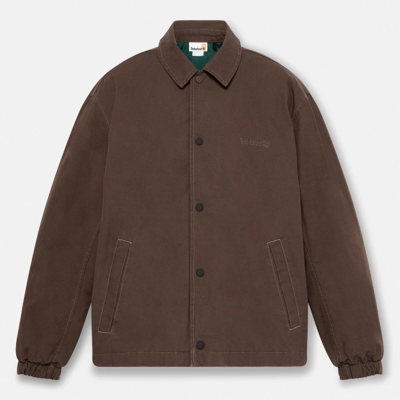 Image of Timberland Mens Coach Canvas Overshirt Choco Brown male S