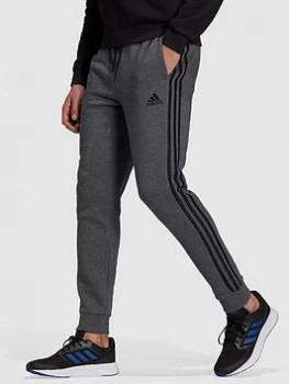 Image of adidas 3 Stripe Fleece Pants - Grey/Black, Grey/Black, Size S, Men
