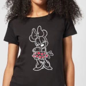 Image of Disney Mini Mouse Line Art Womens T-Shirt - Black