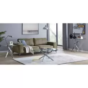Image of Furniture Box Leonardo Chrome Metal and Glass Console Coffee End Side Table Set