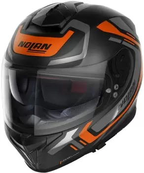 Image of Nolan N80-8 Ally N-Com Helmet, black-orange Size M black-orange, Size M
