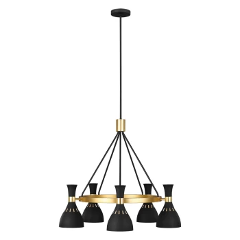 Image of Joan 5 Light Chandelier, Midnight Black, Midnight Black , Burnished Brass, E27