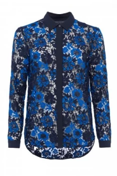 Image of French Connection Musea Lace Mix Classic Shirt Blue