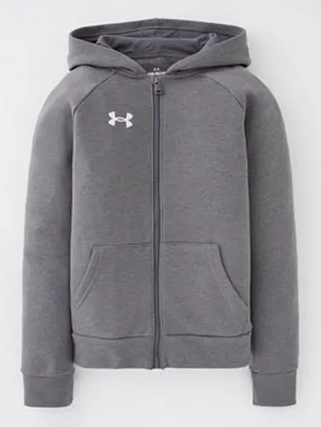 Image of Under Armour Boys Rival Fleece Full Zip Hoodie, Grey, Size XL=13-15 Years